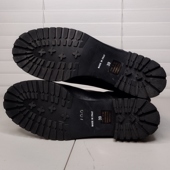 Fabianelli Black Leather Faux Fur Side Zipper Ankle Booties Sz 8 - Picture 8 of 15